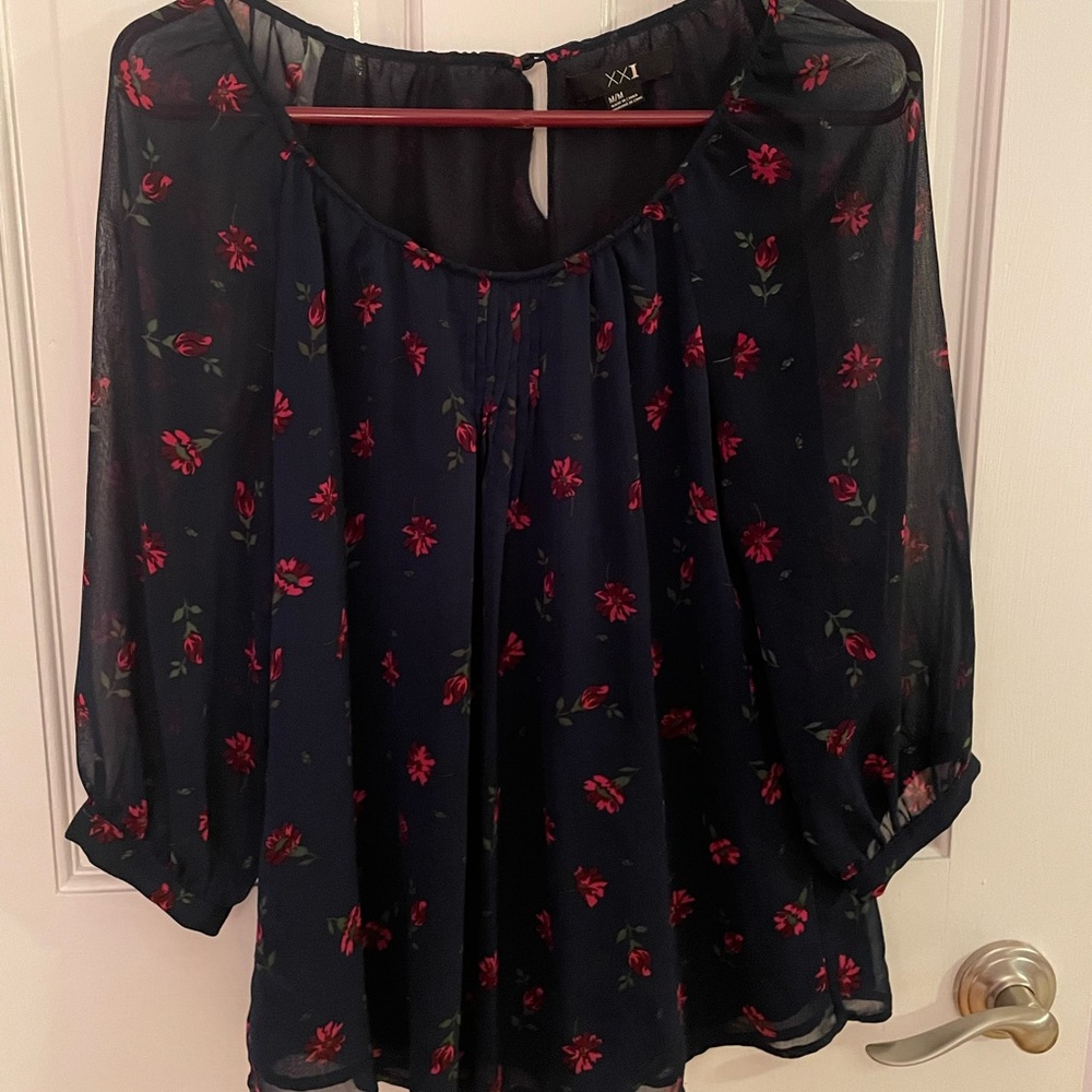 Blue floral blouse